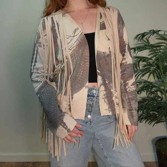 Y2k Vocal Fringe Faux Suede Light Jacket - Picture 3 of 9